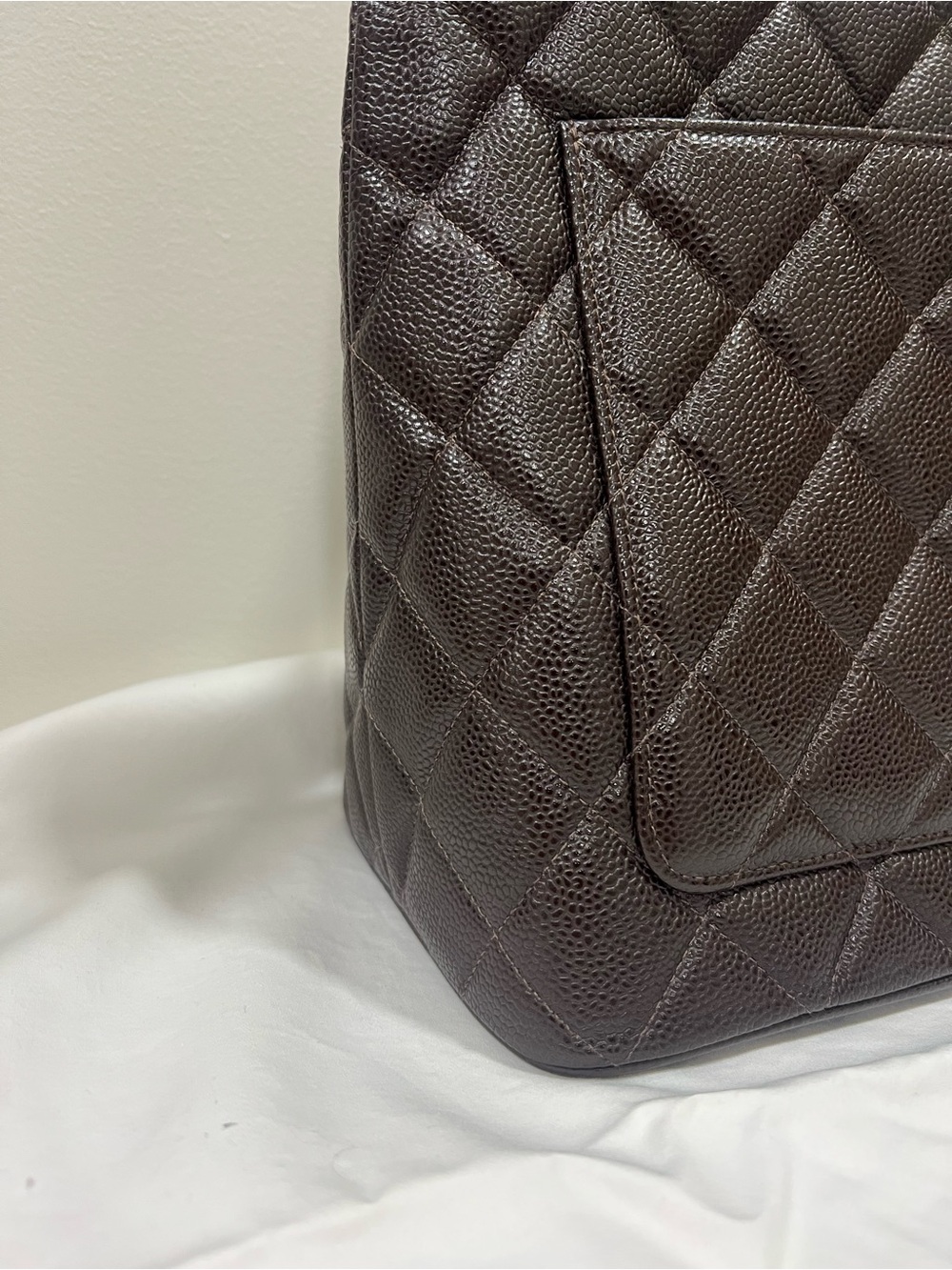 Chanel Quilted Caviar Leather Tote in Dark Brown - Picture 4 of 14